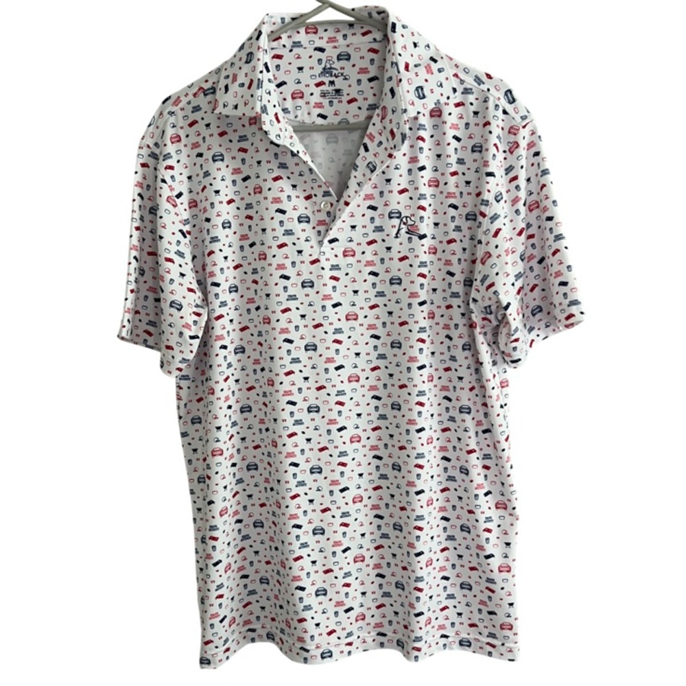 NEW Rhoback Performance Polo Shirt Crave Activity Print Men's Size Medium